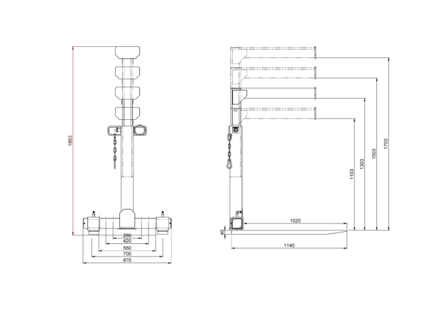 Plan d'encombrement RLH20SL