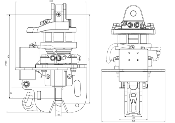 plan d'encombrement crochet RC36