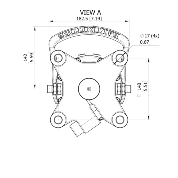 plan d'encombrement ROTATOR FLASQUÉ HYDRAULIQUE CMU = 3T T030F